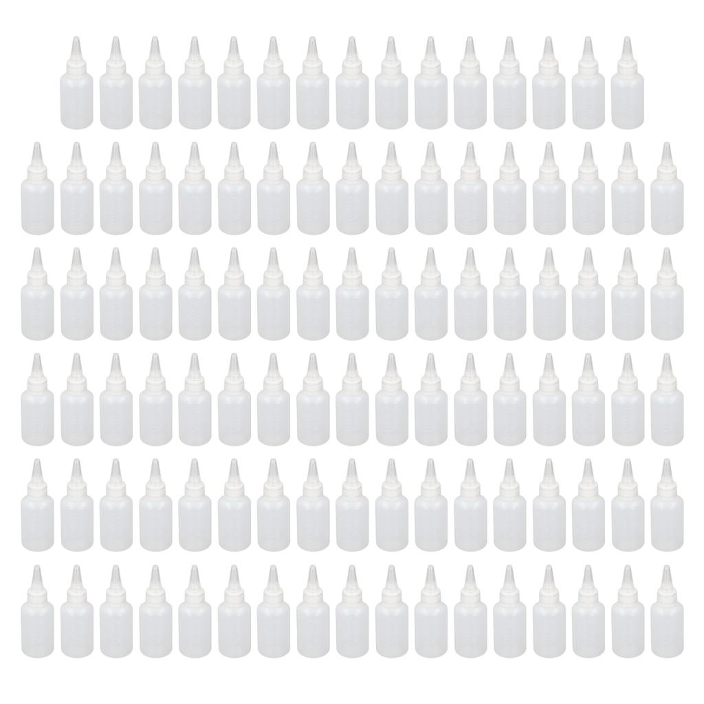 100PCS 50ml Empty Squeeze Bottles with Scale Semi Transparent Plastic Liquid Dispensing Container for Dye Oil Ink Paint