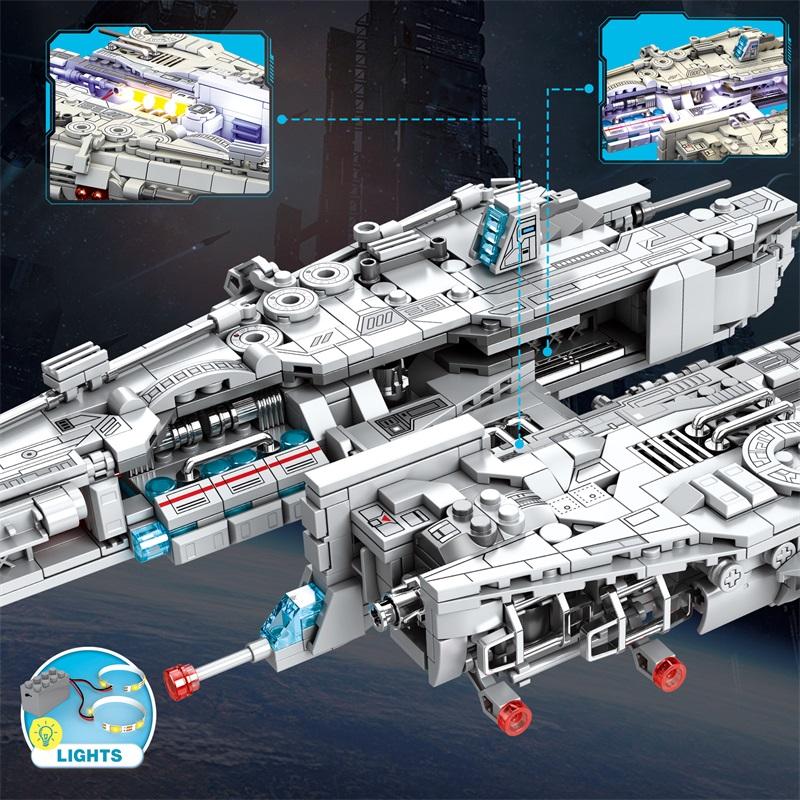 858PCS Heavy Attack Aircraft Building Blocks Space Battleship Artillery Ship Missile Assembly Bricks Toy Children Holiday Gift