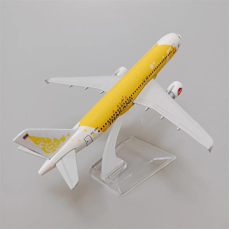 Scale 16CM Aircraft Model Metal Diecast Thai Yellow A320 Replica Airplane Aviation Office Miniature Art Decorations for home
