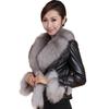 Imitation fur jacket women's short imitation fox fur collar large size leather cotton-padded jacket leather fashion waist