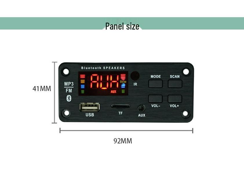 Car Audio Bluetooth 5.0 MP3 Decoder Module with Color Screen Display