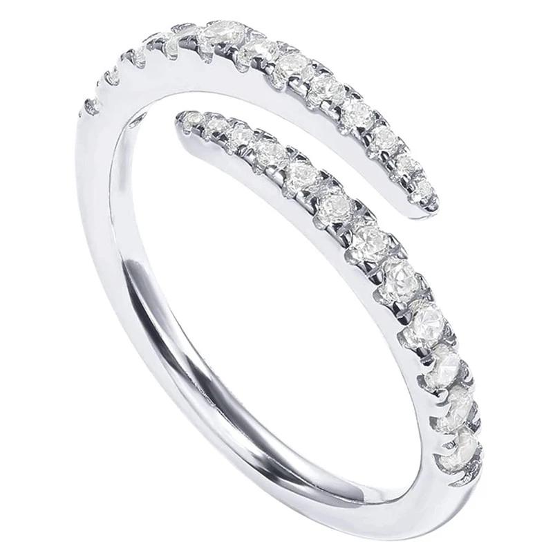 

Huitan Trendy Circle Finger Rings for Women Dazzling CZ Statement Opening Adjustable Ring Daily Wear Stackable Accessory Zircon resizable