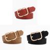 Vintage Gold Buckle Leather Belt For Women With Sanded Pu Material Casual Or Office Style