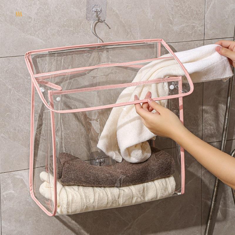 Waterproof Transparent PVC Hanging Clothes Bag Dormitory Storage Organizer Artifacts Hanging Storage Bag Easy Room Organization
