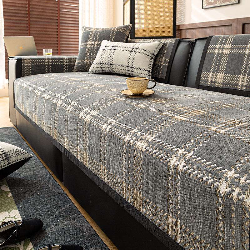 

Chenille Premium Living Room Sofa Cushions Luxury-inspired Fashionable Plaid Sofa Covers Nordic Style Non-slip Seat Cushions 70x70cm 1pcs серый
