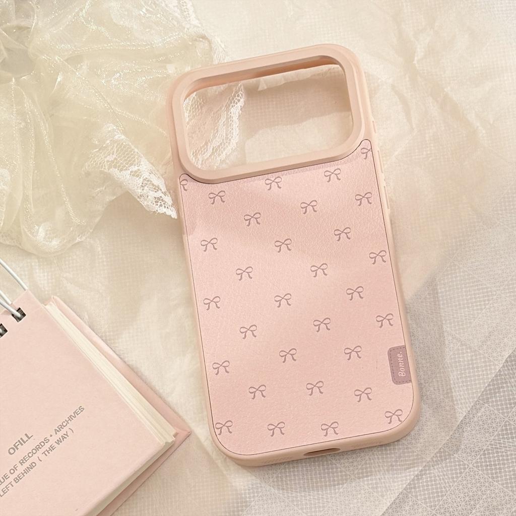 Rosa Schleife Leder Handyhülle Apple 17promax Geeignet für IPhone16 Koreanische Mode Schutzhülle