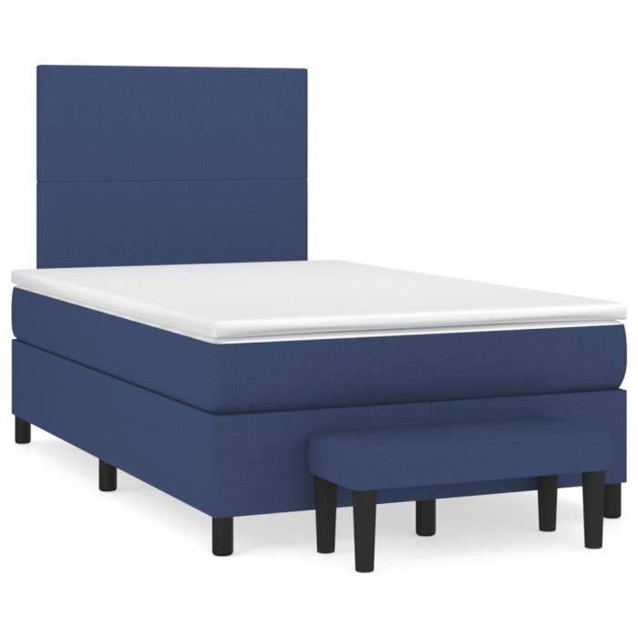 3136427 vidaXL Lit à sommier tapissier avec matelas Bleu 120x200 cm Tissu