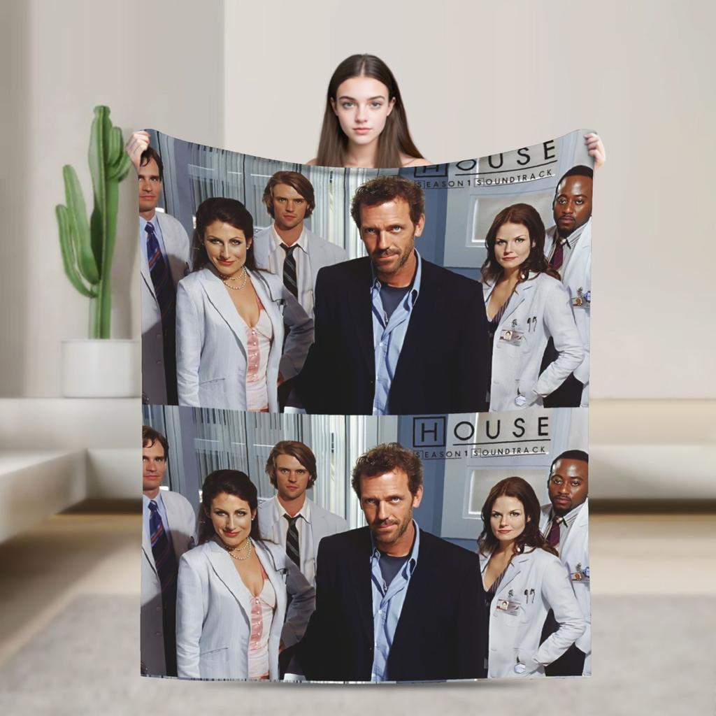 House MD Blanket Hugh Laurie Dr House Plush Vintage Warm Throw Blanket for Chair Covering Sofa Spring Autumn