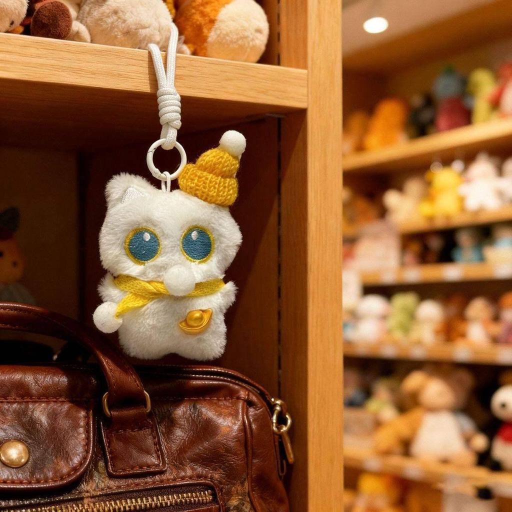 Small Plush Black Cat Pendant Keychain - Cute Christmas Gift Bag Charm