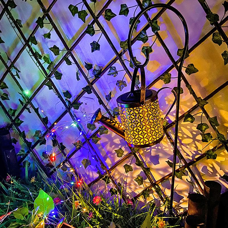 Solar Watering Can Light Hanging Waterfall Lamp Waterproof Outdoor Garden Decor Yard Porch Lawn Backyard Landscape Sun Led Lamp