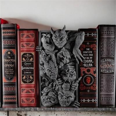 Sculptură Resin Book Nook Design Imps Gotici Decorațiune Infricoșătoare Horror Colț de Bibliotecă Bibliotecă de Acasă Ornament Cadou Colecționabil