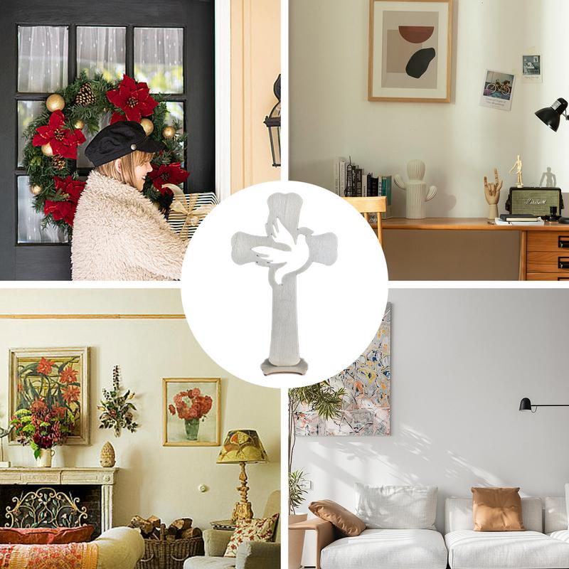 10PCS Wooden Crosses Standing Candlestick Projection Jesus Crucifix Christian Baptism Table Centerpieces First Communion Decor