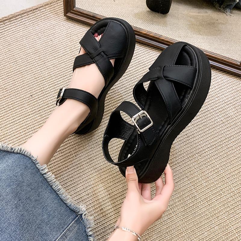 Thick-soled heightening bag head sandals women's new summer skirt casual beach Roman sandals