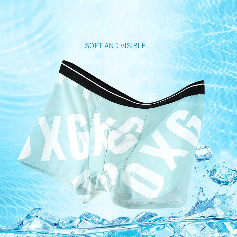 Men's Underwear, Men's Ice Silk Boxer Shorts, Youth Mid-waist Pants, Large Size Comfortable Breathable Boxer Shorts, Men's Pants