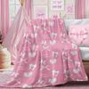 VIKAMA Spring Pink Bow Blanket Teenage Girl Blanket Teenage Child Soft Flannel Lightweight Blanketthrow Blanket for Couch