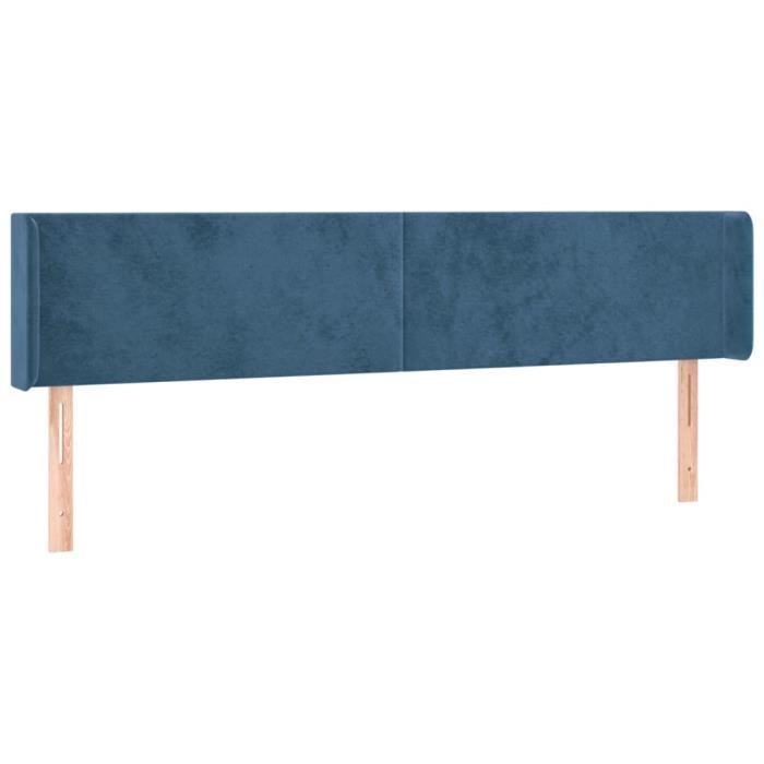 VidaXL Tête de lit avec oreilles Bleu foncé 203x16x78-88 cm Velours3118558