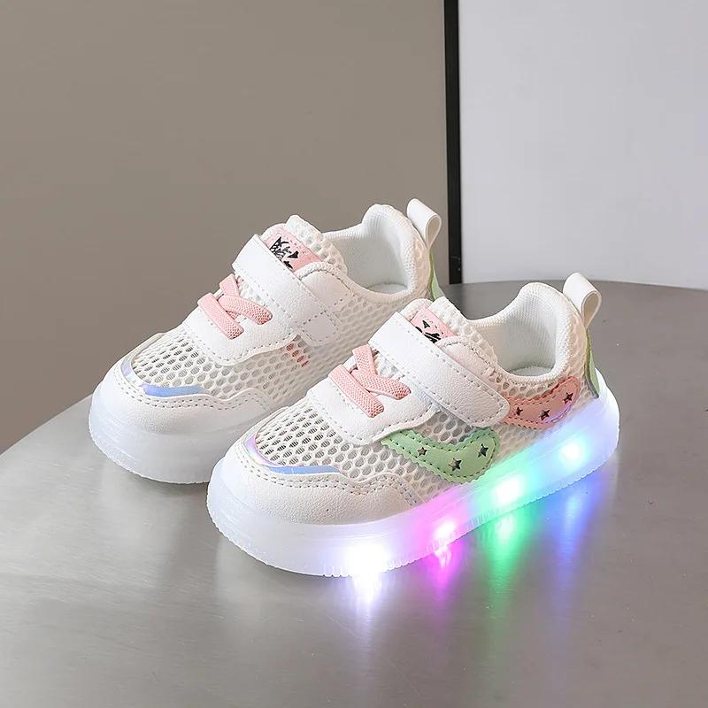 Child Shoe Boys Girl Led Light Sneakers Glowing Shoe for Kids Soft Soled Breathable Casual Shoes Infant Toddler Baby Shoes Tenis
