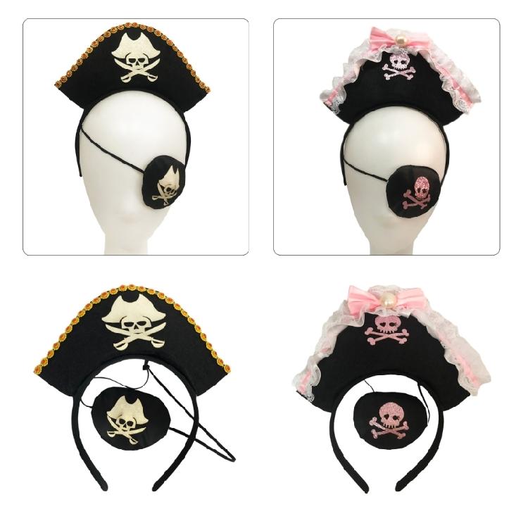 Fun Headbands Halloween Pirate Eyepatch for Party Glitter Headwear Photo Props