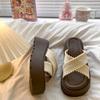 Muffin Thick-soled Heightened Cross-strapped Cool Slippers Women's Summer Wear Casual Design Bohemian Beach Sandals