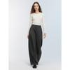 ELLE Women's High-Waist Wide-Leg Gray Casual Pants