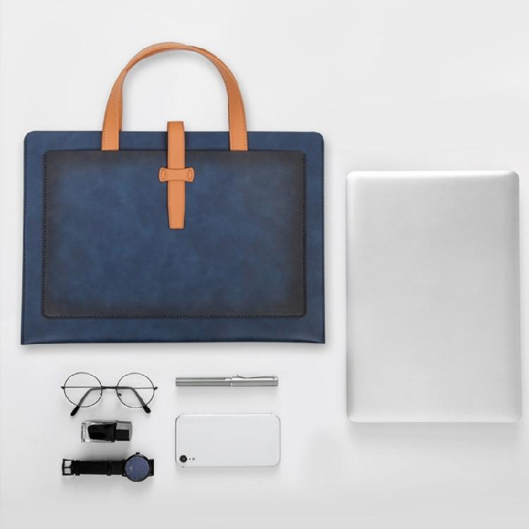 Document Storage Bag Leather Laptop Sleeve Leather Buckle Lock for Office