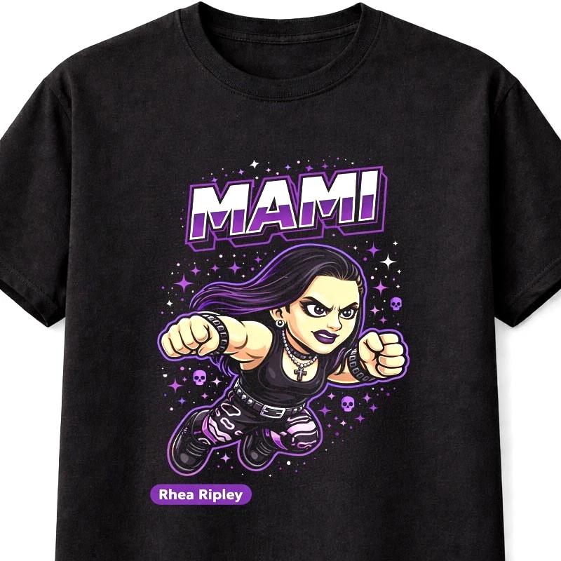 Rhea Ripley Mami Cartoon Wrestler TShirt Gothic Fan Tee Unisex Adults Kids S
