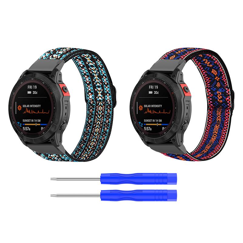 Pro Garmin Fenix Series 7/6 GPS/Epix/Fenix 5 Nastavitelný řemínek k hodinkám Elastický nylonový náramek Pro chytré hodinky Prodyšný pásek pro ženy/muže