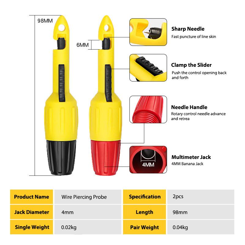 Car Accessories Wire Piercing Probe Insulation Piercing Connectors for Multimeter Voltage Voltmeter Thermometer Service Tool