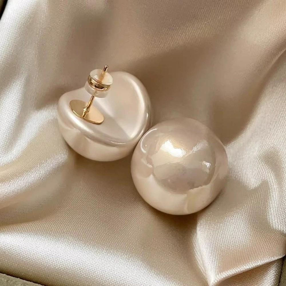 Versatile Imitation Pearl Earrings Elegant Stud Earrings Half Circle Earrings  Commuting Jewelry молочный белый
