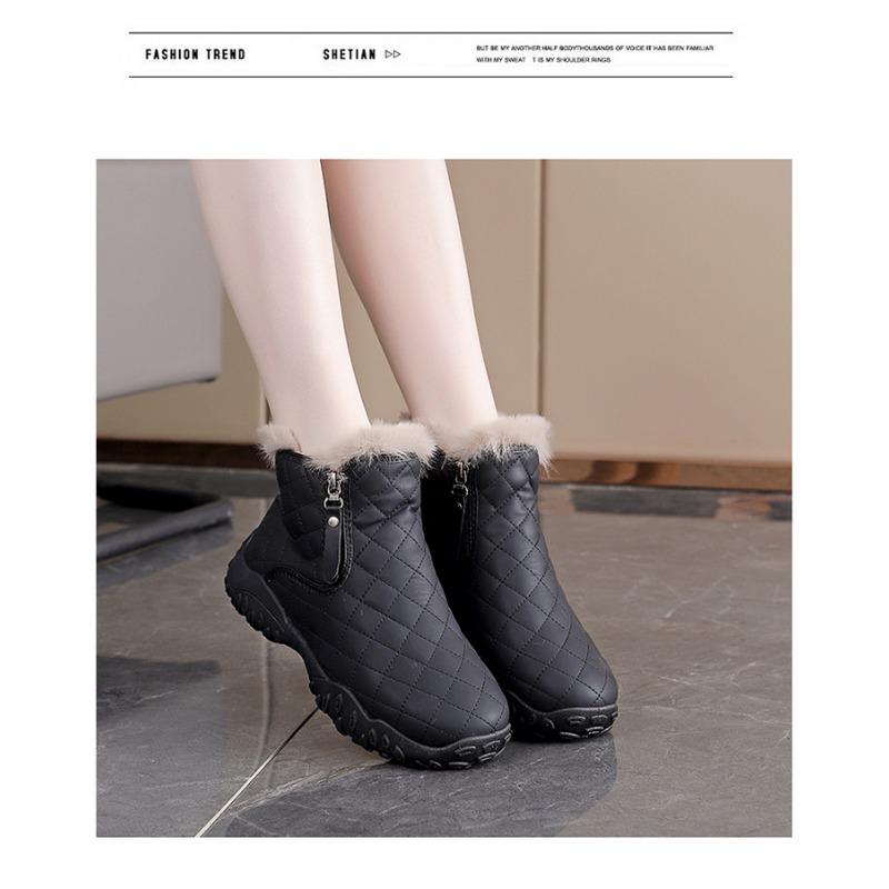 Women Fur Integrated Fleece Lined Thick Sole Warm Fashion Winter Snow Boots