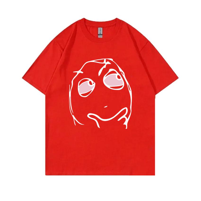RAGE GUY Funny Meme T Shirt Manga Troll Face Be Me Pensive Red Eyes High Reaction Face T-Shirt Men Women Cotton Oversized Tshirt