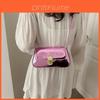 Stylish Vintage Square Shoulder Bag For Women In Black Gold Silver And Fuchsia With Soft Pu Material