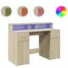 VidaXL Desk with LED Lights Sonoma Oak Engineered Wood, Work Desk, Study Desk, Home Office Desk, Desk 3309413