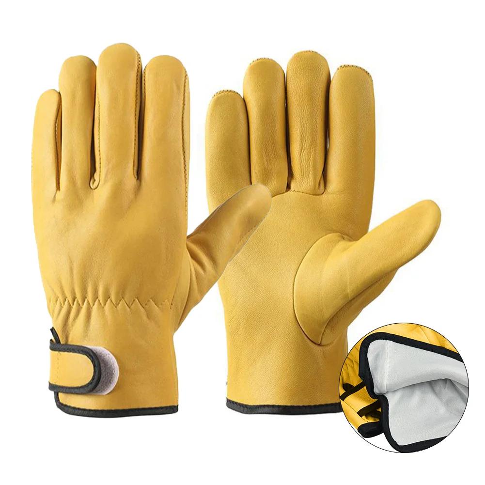 Work Gloves Sheepskin Leather Workers Work Welding Safety Protection Garden Sports Motorcycle Driver Wear-resistant Gloves