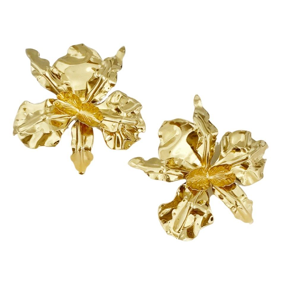 Pleated Large Flower Earrings Irregular Ear Accessories Exaggerated Flower Earrings Party