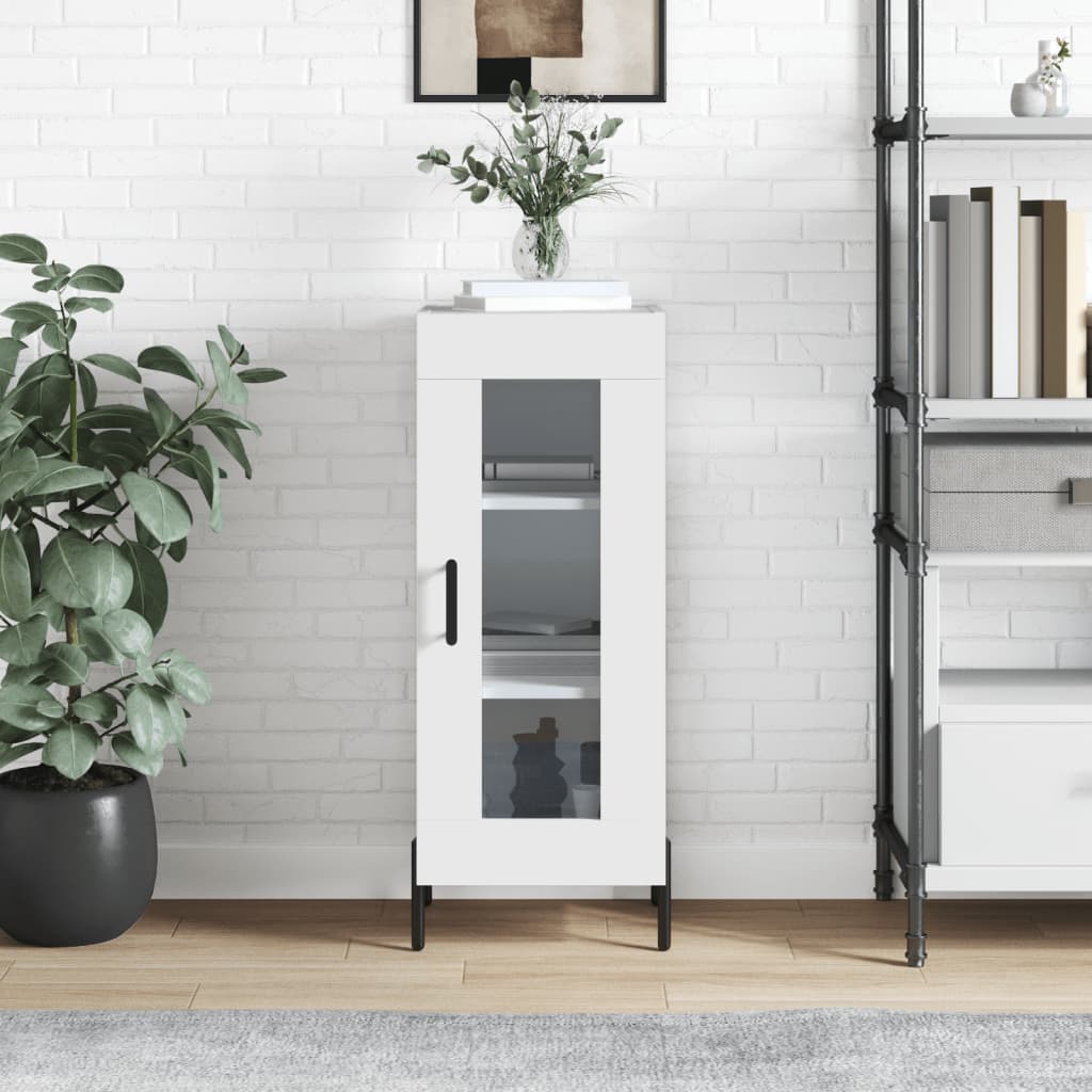 Sideboard High Gloss White 34.5 x 34 x 90 cm Engineered Wood