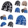 Winter Knit Hat With Paw Print Design For Casual Outdoor Wear And Cold Weather Protection