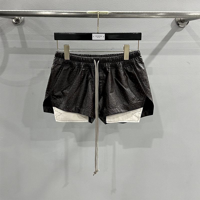 

Dark Embossed Exposed Casual Elastic Waist Shorts Drawstring Black M