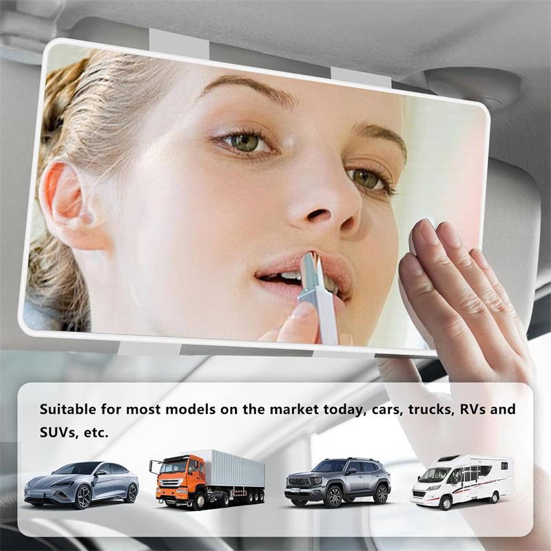 Car Mirror For Sun Visor Large Screen Portable Makeup Mirror Hd Vanity Mirror For Truck Suv Interior Rear View Mirror