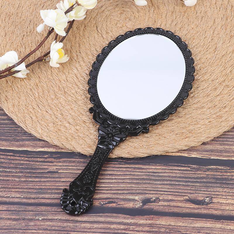 

Винтажное резное портативное косметическое зеркало для макияжа, ручное зеркало с ручкой, косметическое чёрный