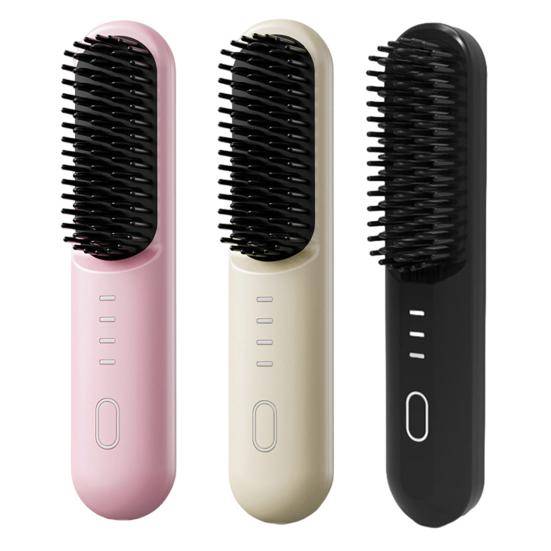 Hair Comb Cordless Straightening Brush with 30s Fast Heat Frizz-Free Smooth Styling USB-C Rechargeable Ceramic Teeth Hair Brush