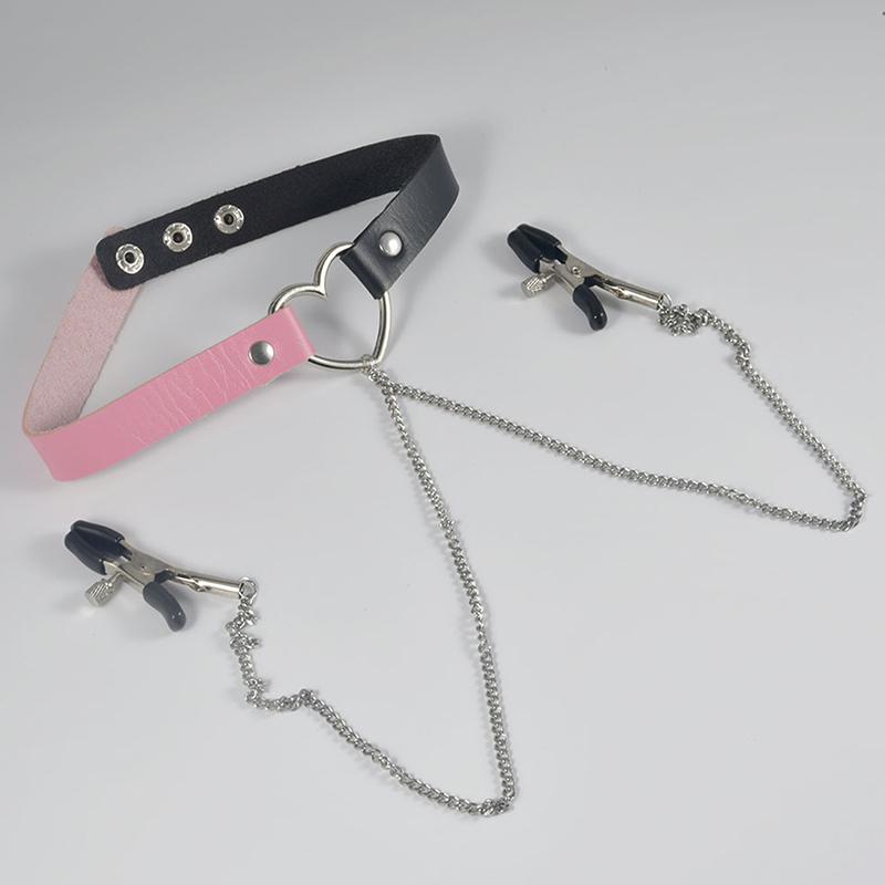 1Pc Nipple Ring With Choker Necklace Punk Style Long Chain Nipple Barbell Piercing Jewelry