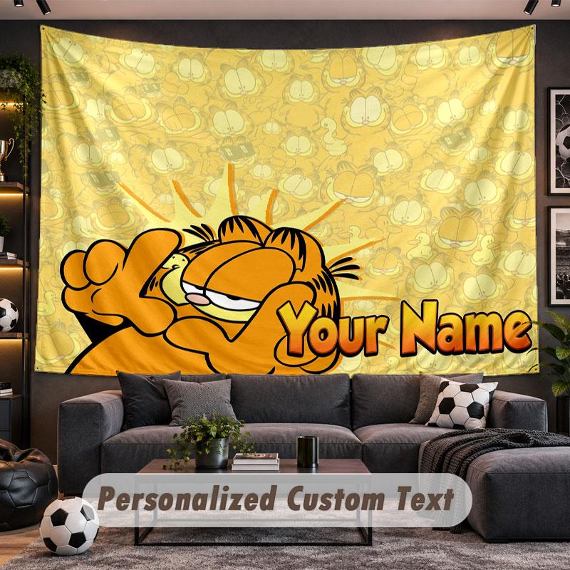 Wall Hanging Tapestry Custom NameGarfield Pattern Personalized Printed Fabric Wall Decor