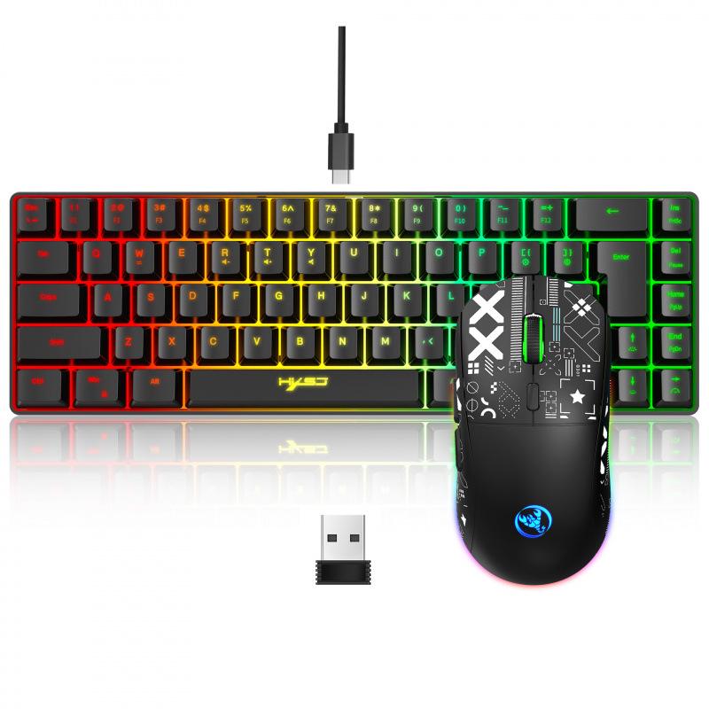 RGB Backlit 68-Key Wired Gaming Keyboard with Mechanical Feel & ABS Material