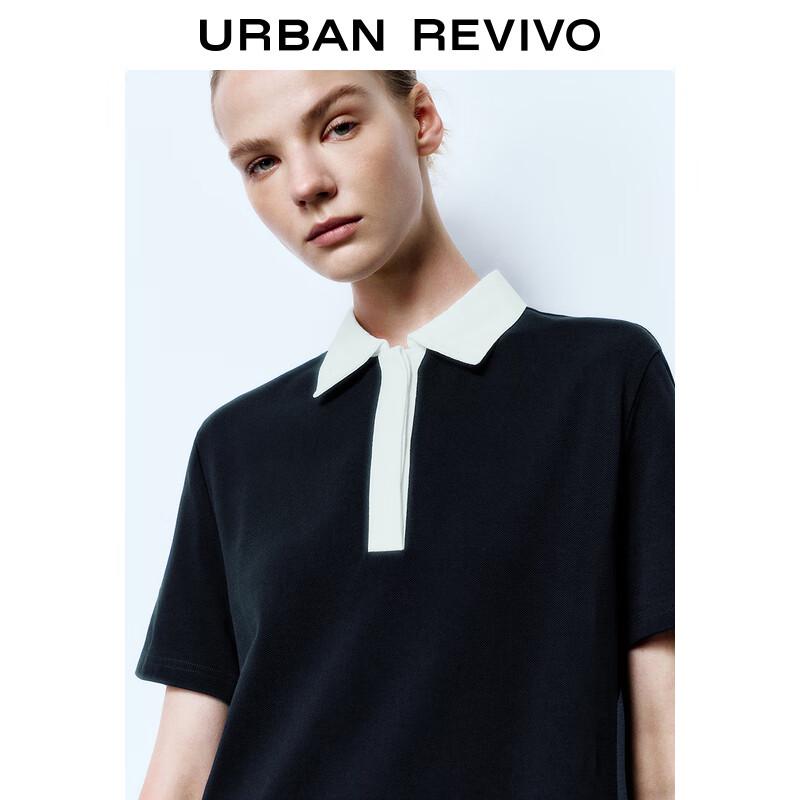 UR 2025 Spring Women's Collegiate Contrast Collar Mini Short-Sleeve Dress