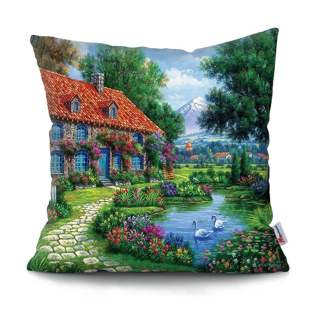 Neverland Ranch Rustic Landscape Pillowcase Polyester Print Sofa Chair Bed Cushion Cover Room Home Decor Embrace Pillowcase