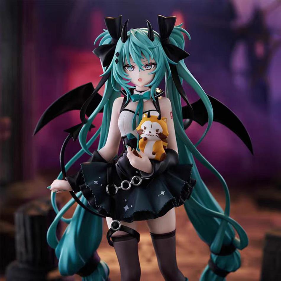 Original Little Devil Hatsune Miku Handmade Little Raccoon Chuyin Dark Angel Handmade PVC Model Animation Peripheral Ornaments