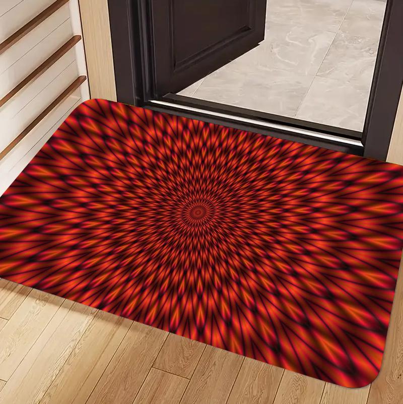 

Trippy Red Black Spiral Optical Illusion Non-slip Carpet Rugs Door Mat for Entryway Home Decoration 40cm x 60cm