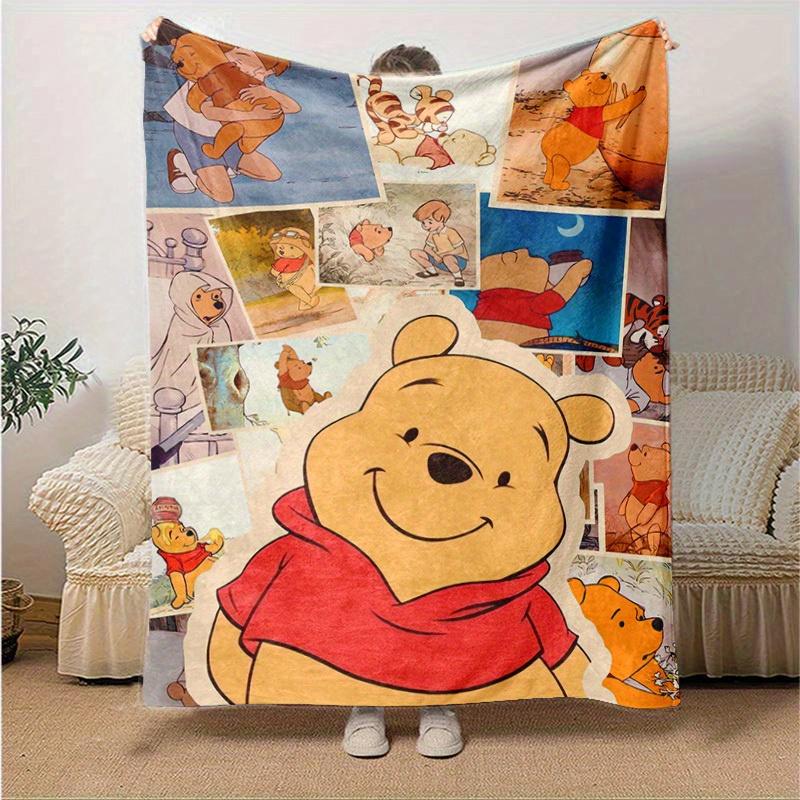 1pc. Cartoon Pooh Bear Blanket, Seasonal Universal Home Decor Gift for friends and family,Soft Flannel Throw Blanket, Versatile & Cozy for B