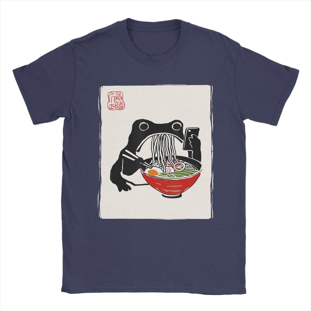Men Funny Grumpy Frog Ramen Kawaii Ink Painting Japanese T Shirt Cotton Clothing Funny Short Sleeve Round Collar Tees TShirts